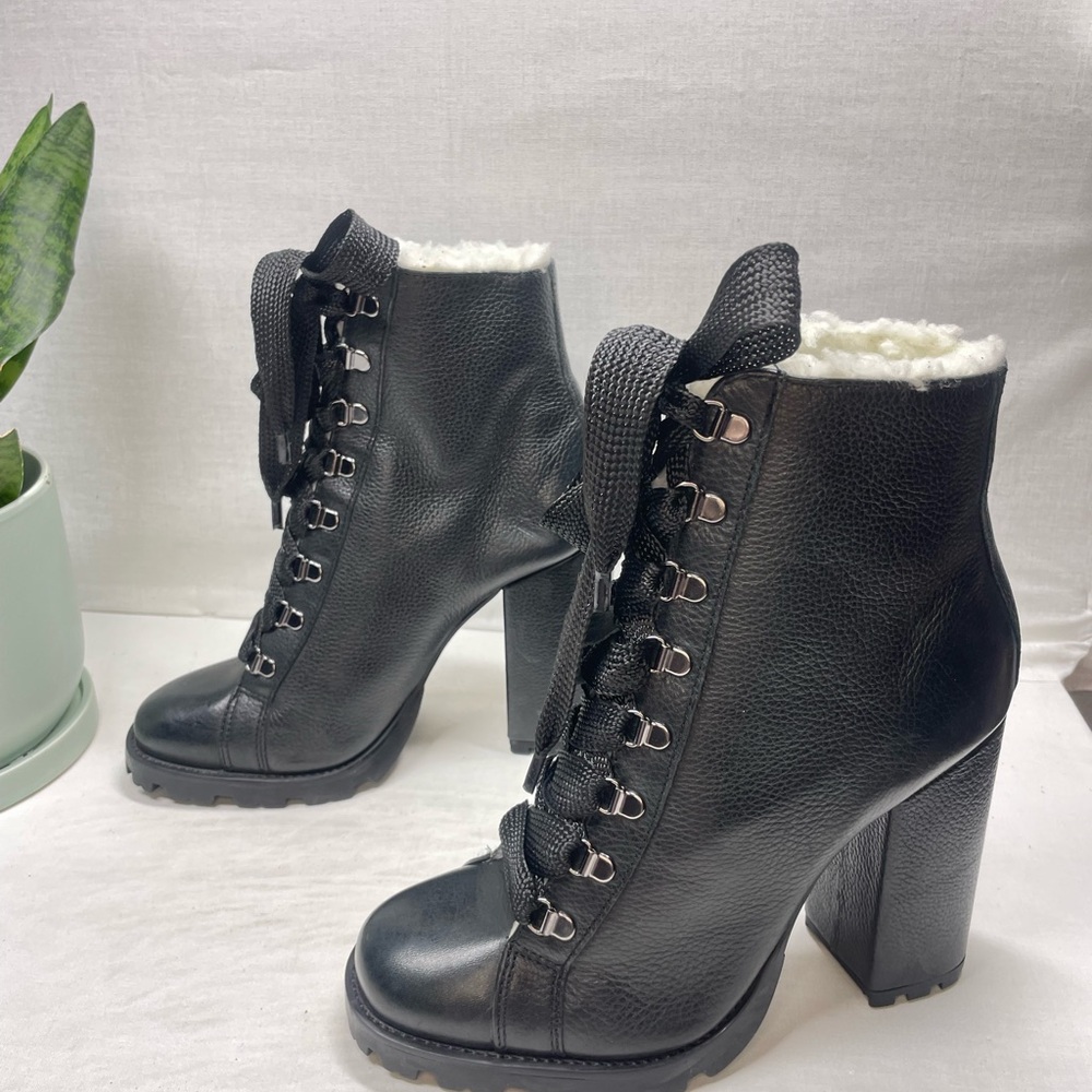 Schutz women's zhara black leather chunky combat bootie - Picture 10 of 10